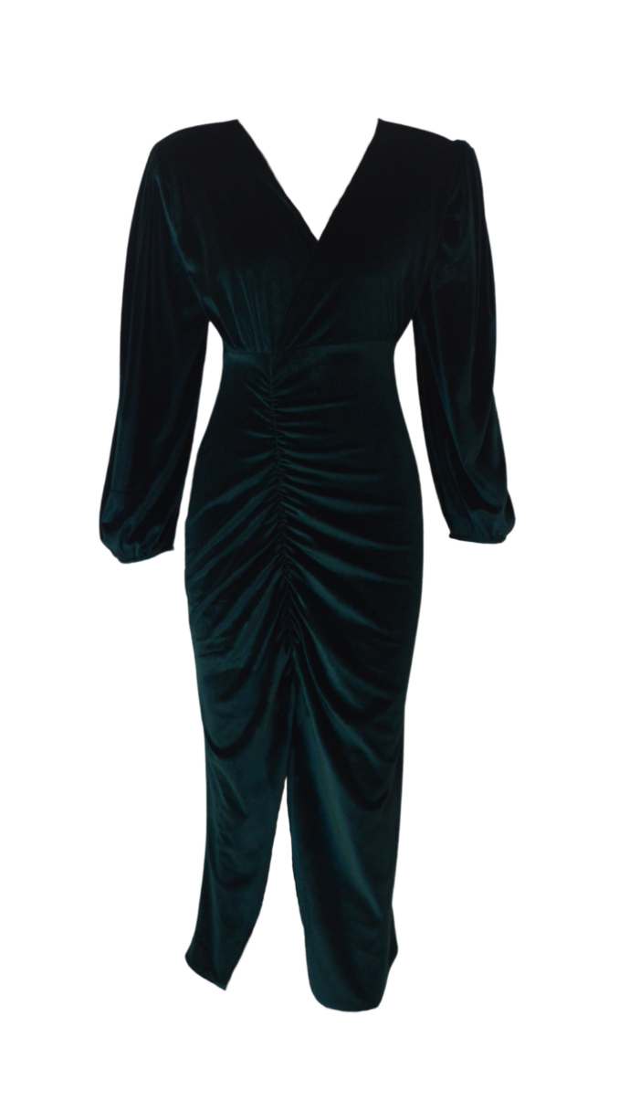 Velvet Dress with Slits Emerald