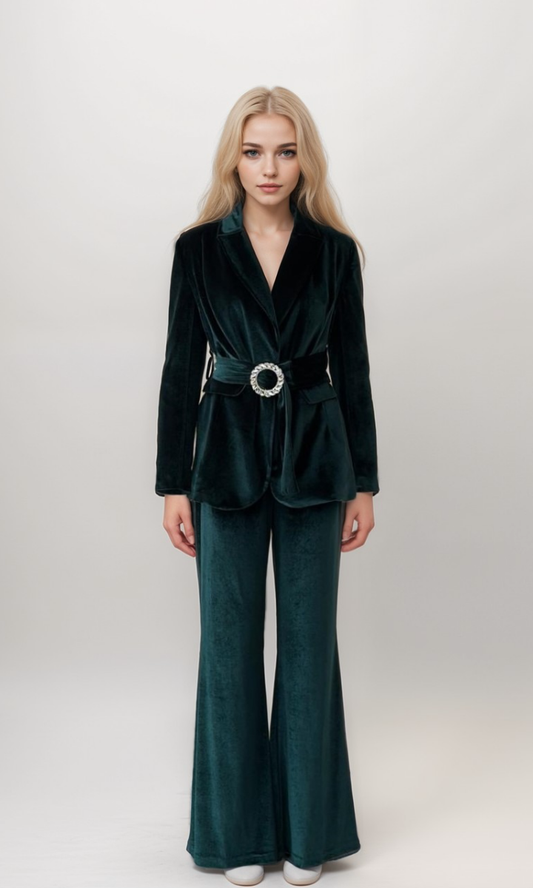 Belted Velvet Jacket Trousers